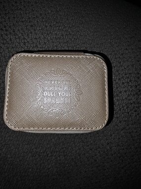 Embellished Small Jewelry Case - Metallic Rose Gold